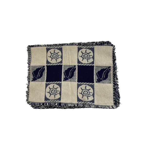Classic Collection Blue and White Nautical Placemats Set of 6 Fabric Place Mats - Picture 2 of 10